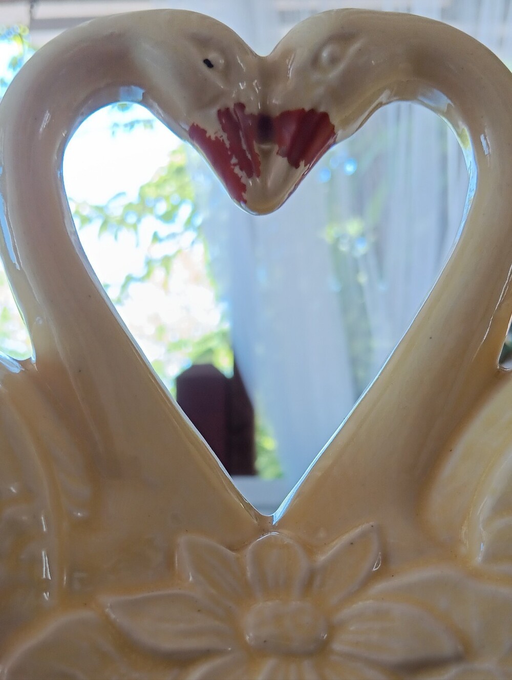 MCM McCoy Pottery Kissing Swans Double Planter/Napkin Holder